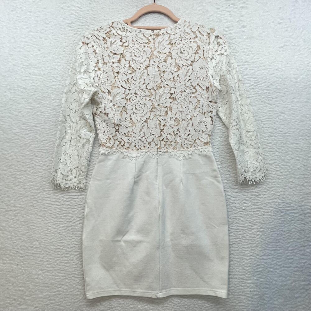 Lulus Dress Womens Small White Lace Long Sleeve Sheath Mini Shower Bridal - Picture 2 of 13
